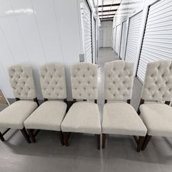 Pottery Barn Ashton Tufted Dining Chairs — Cream — Set of 5