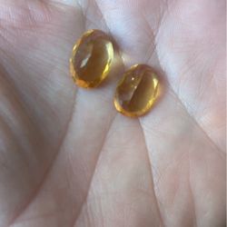 Super large citrine gemstone pair