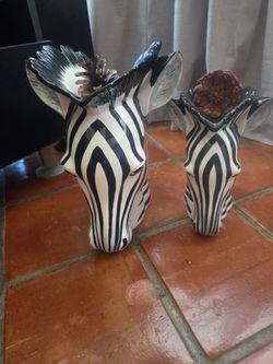 Set of Vintage Zebra Planters/Statues $80 total