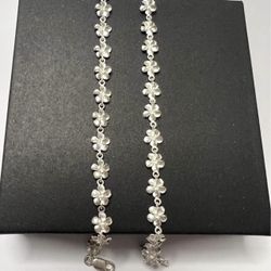Brand new 925 Sterling Silver Hawaiian Plumeria bracelet and anklet 
