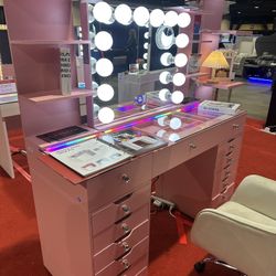 Pink Vanity Set w/ Side Shelf’s 