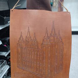 Salt Lake City Temple Leather Engraving 