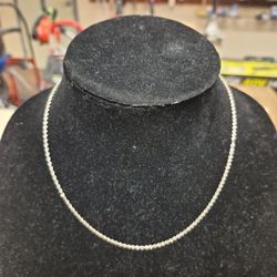 14k White Gold Thin Rope Necklace 17"