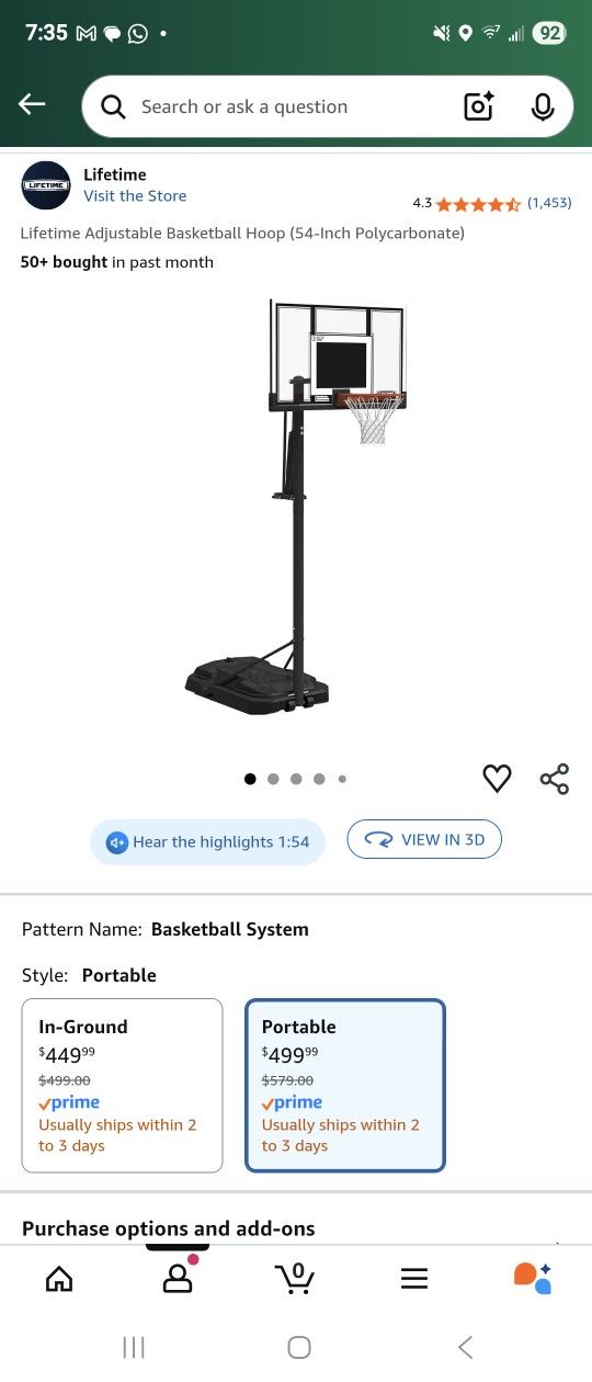 Lifetime Premium Portable Basketball Hoop