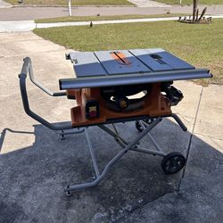 Rigid Table saw 10” with folding rolling stand for quick setup
