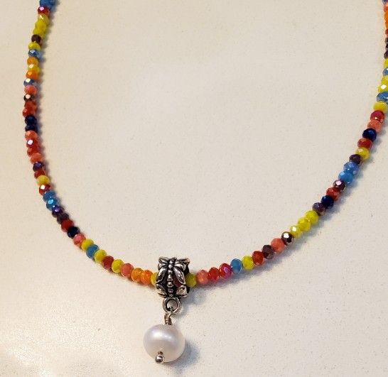 20 Inch Multi Colored Delicate CRYSTAL NECKLACE/Bracelet/anklet