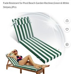 Geemuslly Outdoor Chaise Lounge Cushion 72x21 Inch With Headres - Waterproof Patio Chair Cushions Non-Slip with Ties, Fade Resistant for Pool Beach Ga