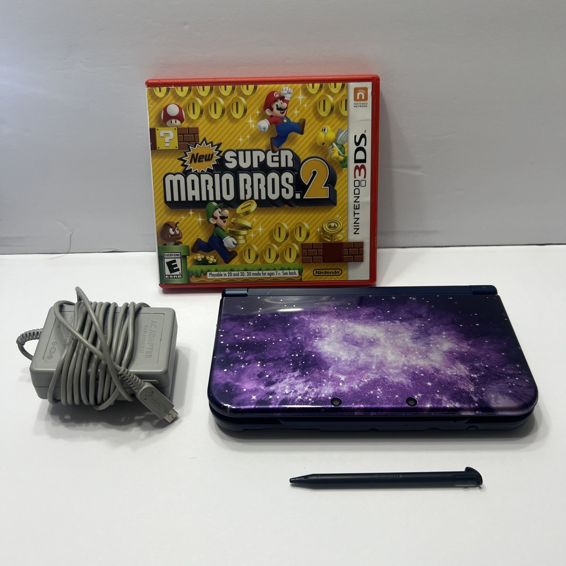 Nintendo 3DS XL Galaxy, Edition With Charger And Stylus Pen, And Super Mario Brothers 2