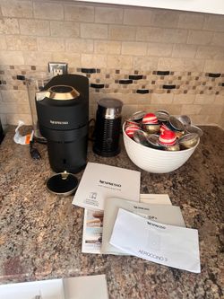 Nespresso VertuoPlus by Breville Espresso Machine + Aeroccino 3 Milk Frother & 60 Pods Bundle