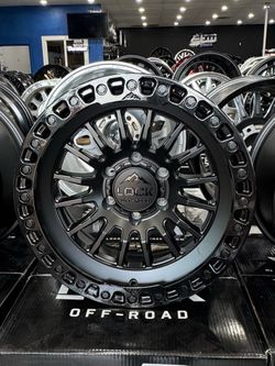 17x9 grit lock off road matte black with gloss black ring 6x135 -12 offset