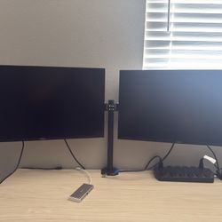 Dual Dell 27” Gaming Monitor Setup – 1440p 144Hz + Adjustable Arm (Bases Included)