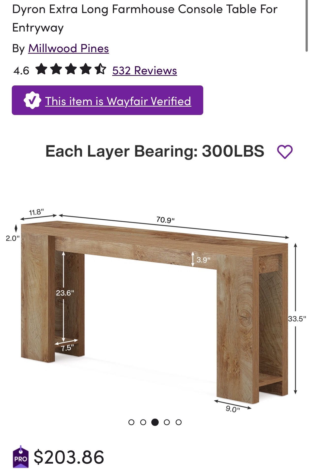 Brown Entry Console Table