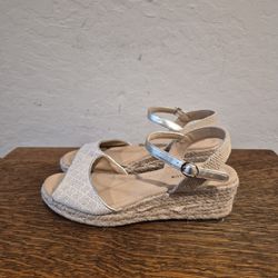 Charter Club Luchia Canvas Buckle Wedge Sandals Women's Size 6M