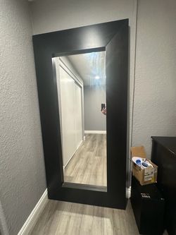 Large Floor Mirror with Black Frame