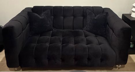 Black Velour Loveseat