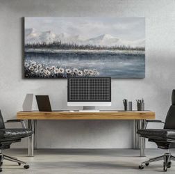 Large Canvas Mountain Lake Landscape Print 24”X48”