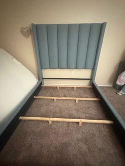 Teal Upholstered Queen Size Bed Frame - Jerome’s
