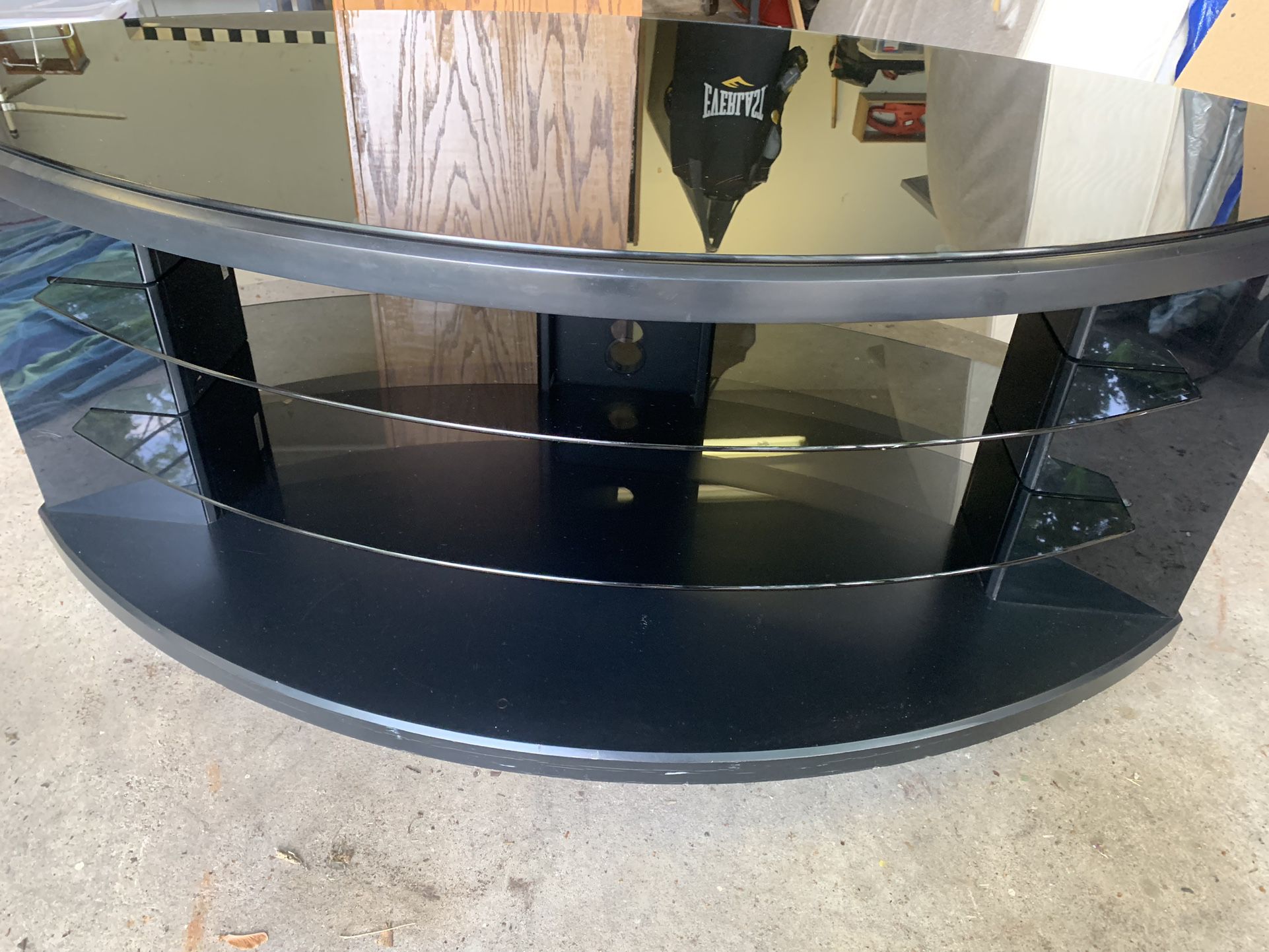 TV Stand With Glass Top And Two Glass Shelves Bush Furniture