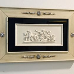 Vtg Mythological Panel on Glass Framed Midcentury Wall Art from Daniel Jones inc