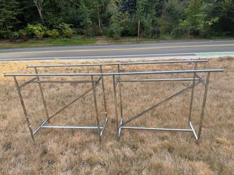 AS A PAIR: Chrome Double-Rail Clothing Rack with Z-Brace