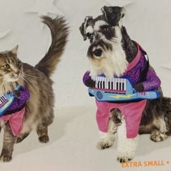 New pet dog or cat size x-small (XS) Retro 80s keyboard guitarist costume 