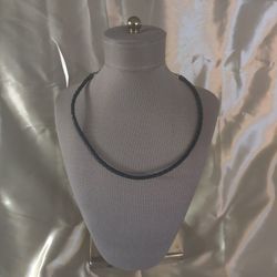 Vintage Choker Necklace Toggle Braided Leather 