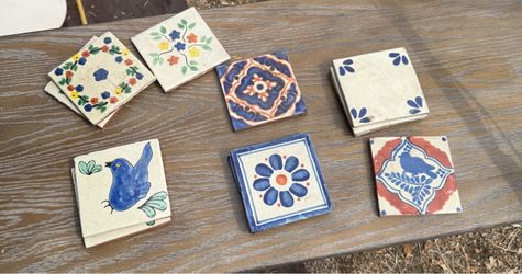 Hand-Painted Decorative Ceramic Tiles Set