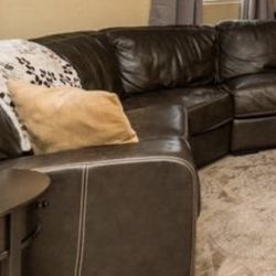 Full grain leather sectional In Espresso - Jaymar