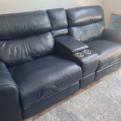Navy Leather 4 piece sectional