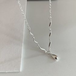 Sterling silver wave water drop necklace