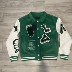 ✨ New Louis Vuitton Varsity Leather green Jacket