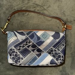 Vintage Coach Y2K Denim Patchwork Pouch Mini Handbag 