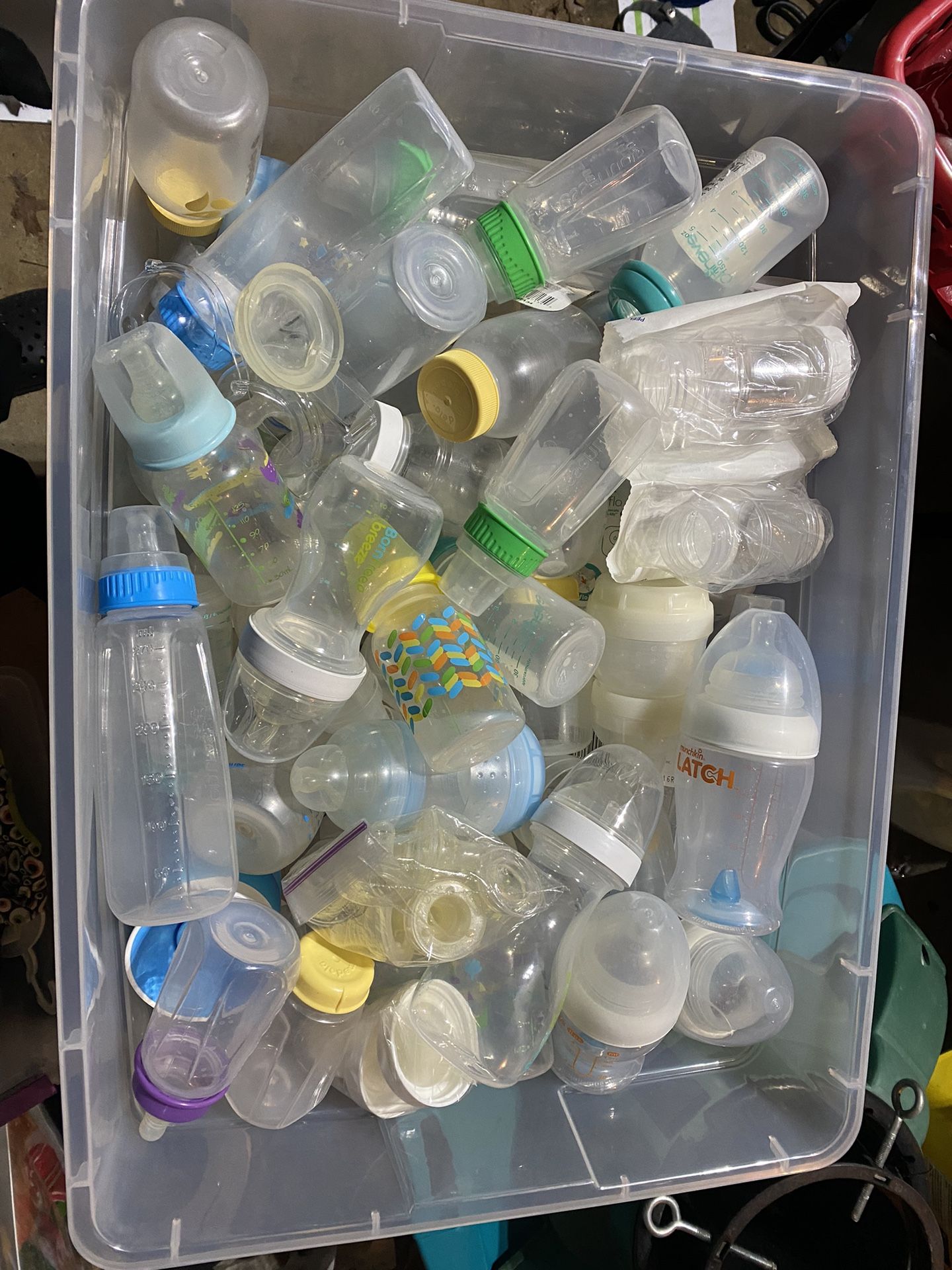 Huge Bin Of Baby Bottles