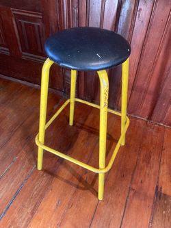 Vintage Yellow Shop Industrial Stool