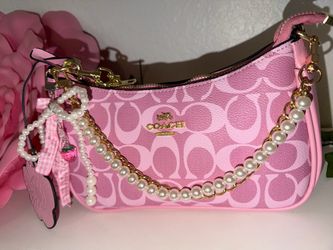 Coach Pink Signature Canvas Mini Shoulder Bag