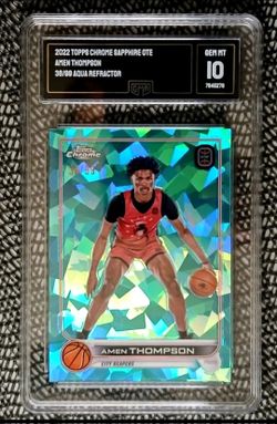 Amen Thompson Rookie RC 1 OF 99 Sapphire Aqua Refractor 