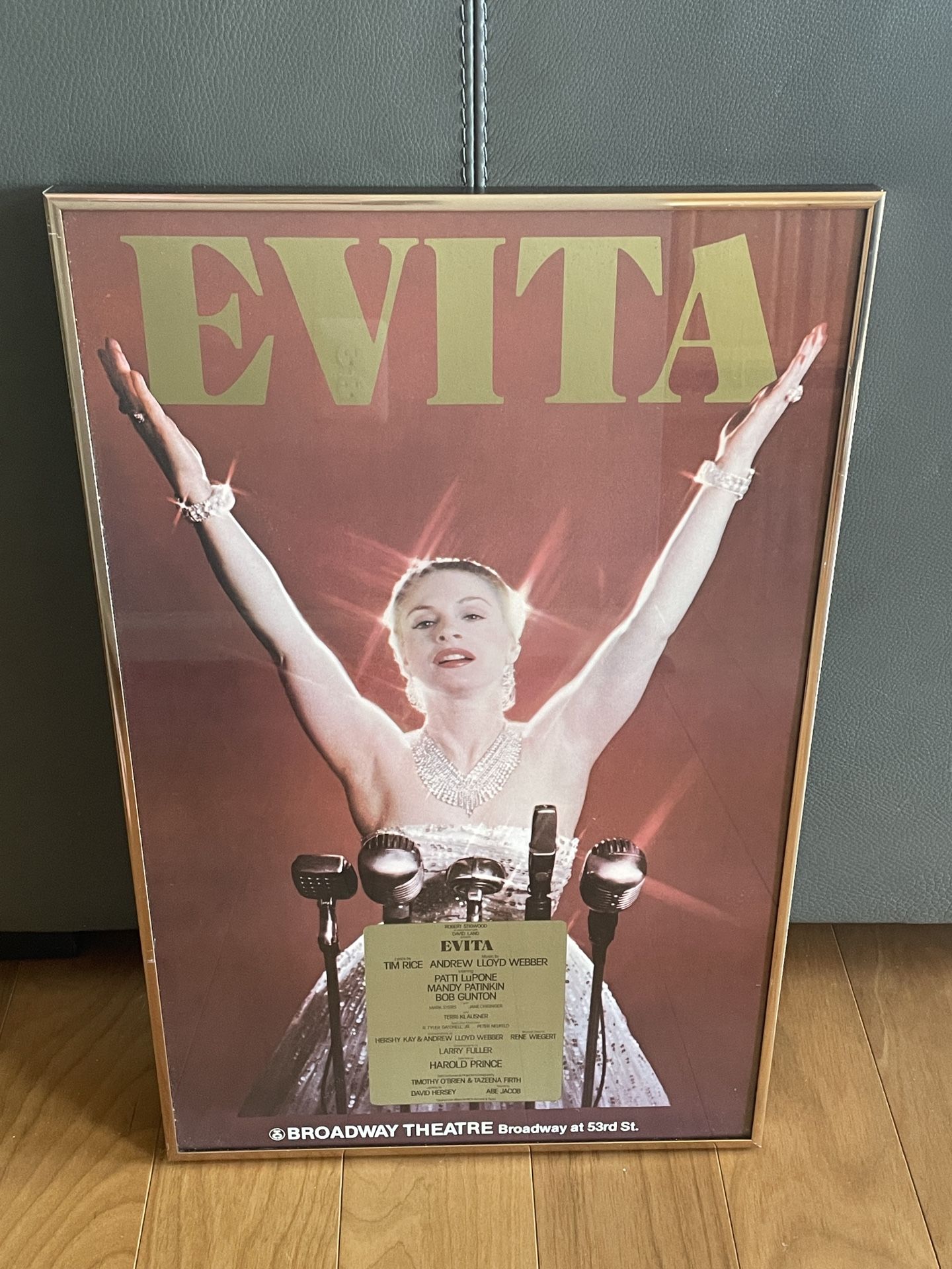 Evita Broadway Musical Show Poster Window Card Framed