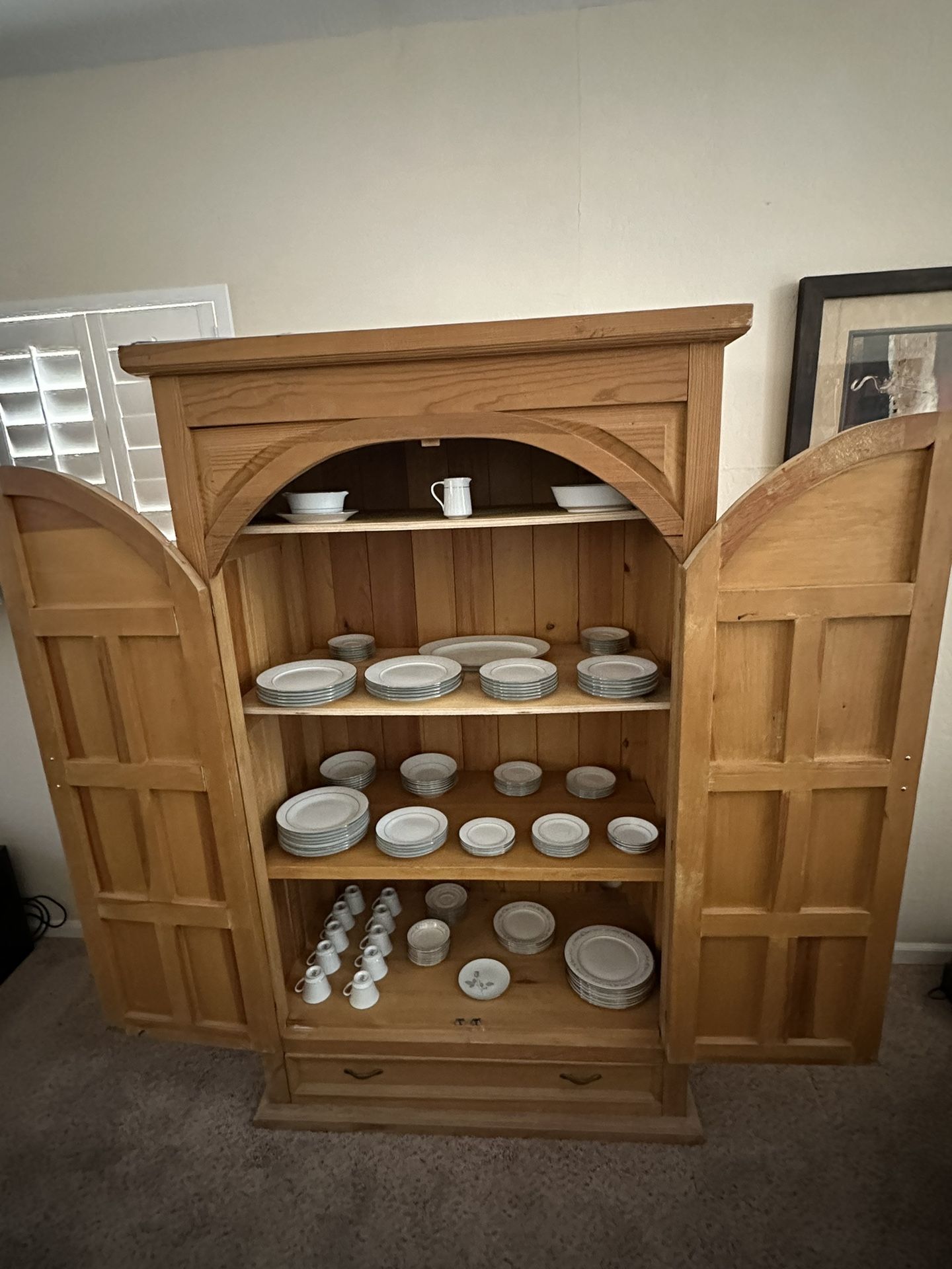 Large Wood Armoire Wardrobe Closet, Wine Bar, Storage Unit For Cheap
