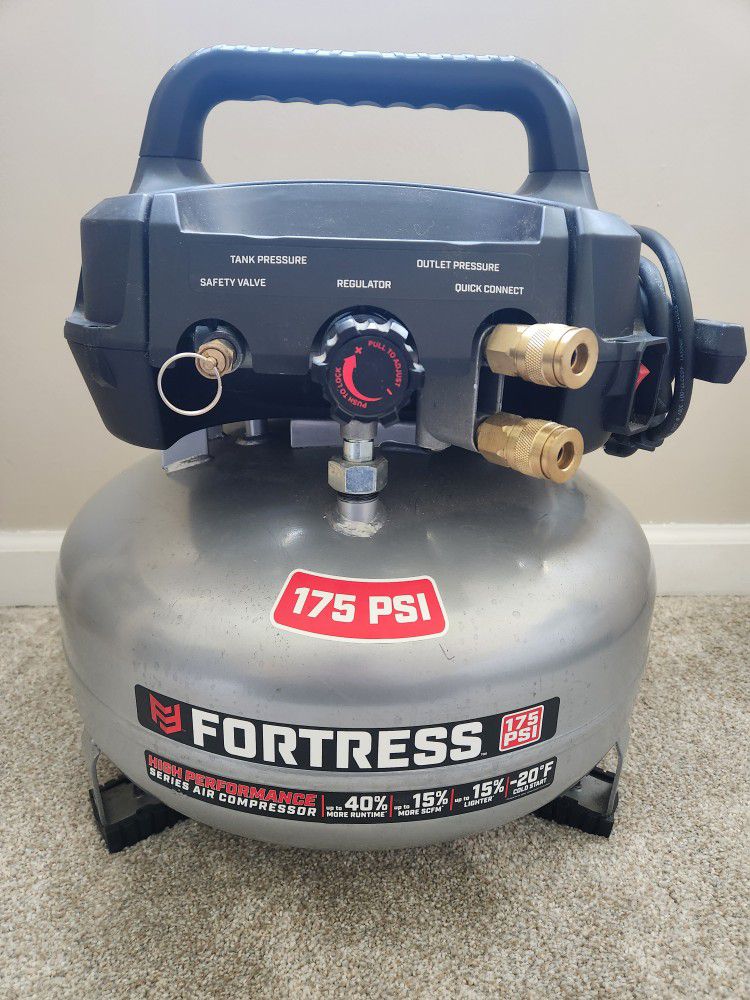 Fortress Air Compressor 6 Gal 175 PSI With Hose And Fittings