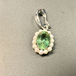 White Cultured Freshwater Pearl With Zandrite(R) Rhodium Over Sterling Silver Enhancer