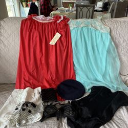 VTG Ladies Lingerie-Undergarments, Nighties, Belt, Beret, Veil