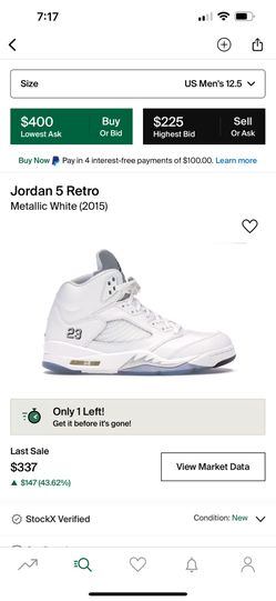 Jordan Retro 5 “Metallic White” 