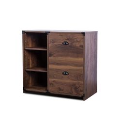 Brunei 31.5" Wide 2 Drawer Wood Grain Farmhouse Lateral File Cabinet in Walnut by AGH Deco