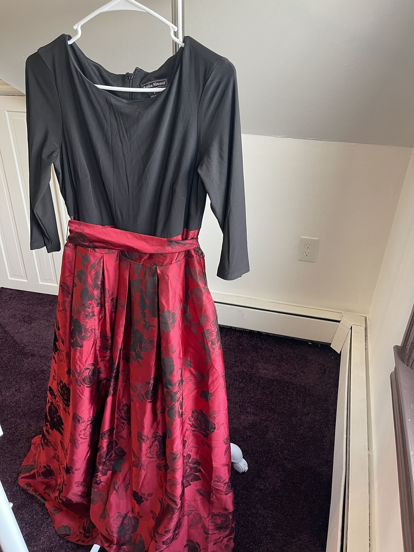 Red & Black Silk Gown