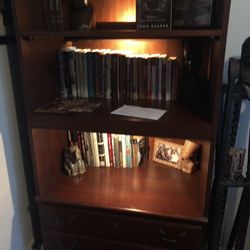 Writing desk file cabinet bookshelf, four pieces