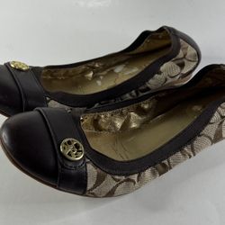 Coach Chelsea Brown Leather Cap Toe Ballet Flats Women’s Shoes Size 7.5 B