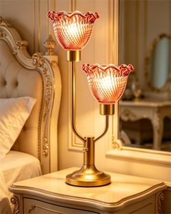 Vintage Brass Glass Table Lamp new