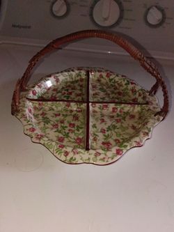 Vintage porcelain plate w/handle