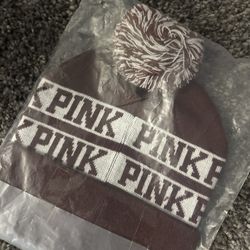 New w Tags Pink Beanie Hat - Burgundy / Brown 