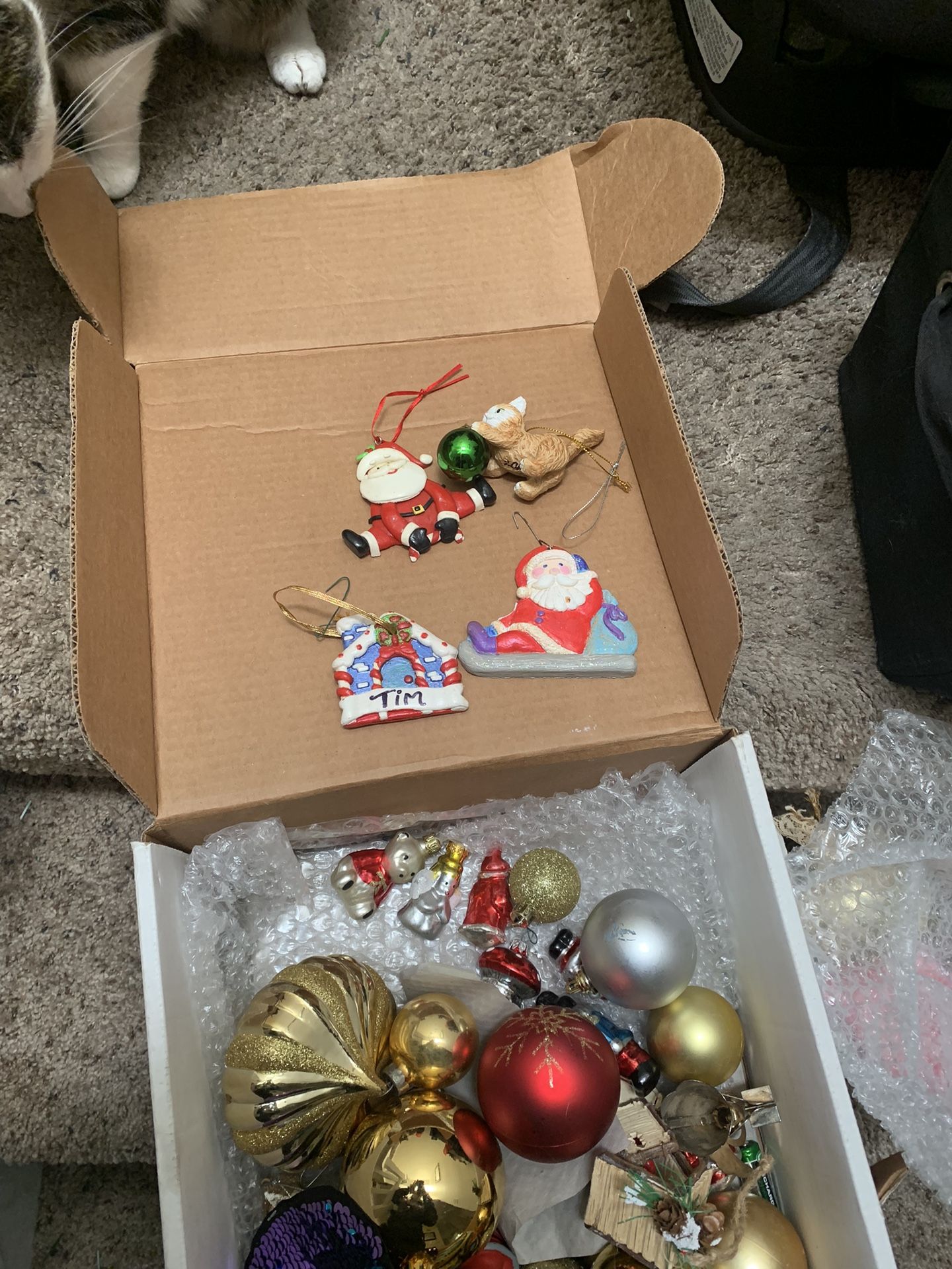 2small Boxes Of Christmas Ornaments